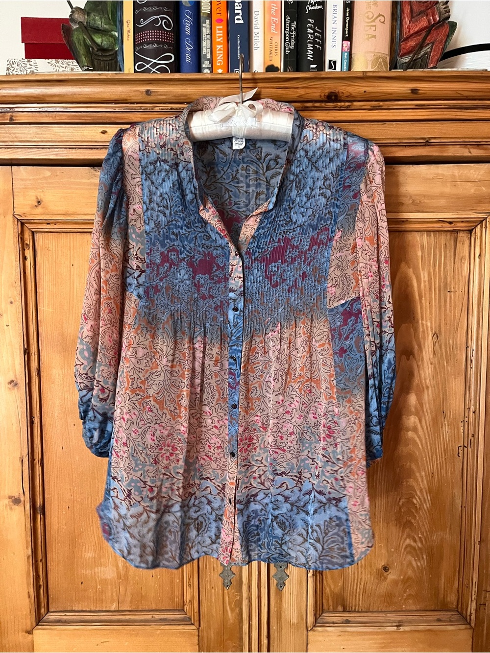 Diane Von Furstenberg Multicolor Floral Button-Down Blouse — Blue & Pink
